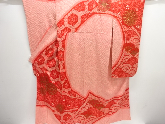 JAPANESE KIMONO / ANTIQUE FURISODE / SILK / EMBROIDERY / ALL SHIBORI / KIKU